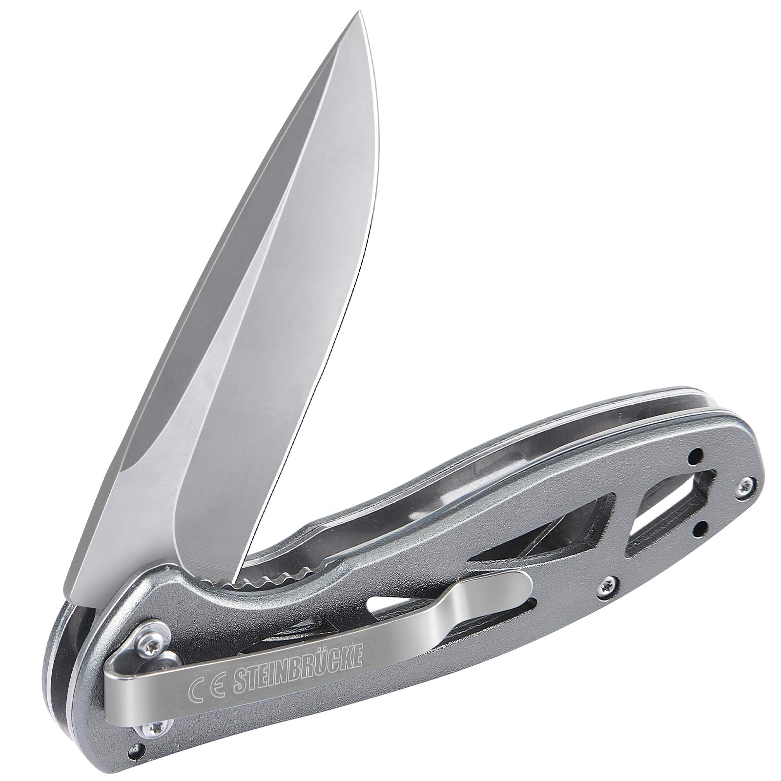 Steinbrucke EDC Knife Folding Pocket 60-61HRC 3.1 in. Blade 3.3Oz Lightweight 9Cr18Mov Stainless Steel Full Polished Titanium Coated Reversible Clip - Pocekt Knife Every Day Carry Knife