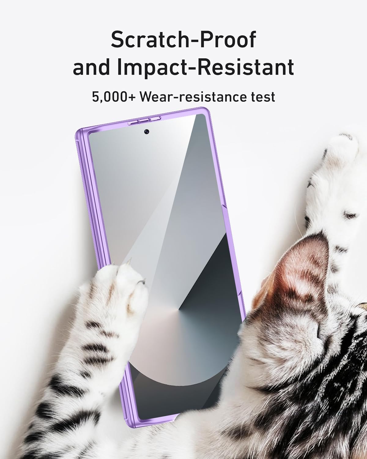 Miimall for Samsung Galaxy Z Fold 7 Case with Slide Camera Cover & Kickstand, Built-in Screen Protector & Hinge Protection, Military-Grade Drop Protection Shockproof ZFold 7 Case, Purple