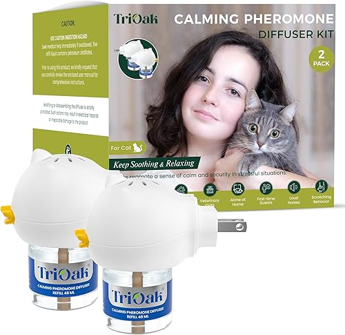 Paquete de 2 difusores calmantes de feromonas para gatos kit de iniciación de difusor para gatos, difusor calmante para gatos, difusor calmante de