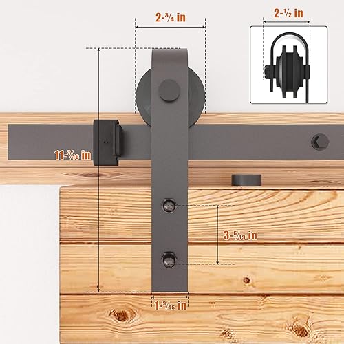 Miniatura 6 de Kit de herrajes para puerta de granero de 8 pies, juego de herrajes para puertas correderas para puertas interiores y exteriores