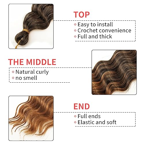 Miniatura 3 de Extensiones de cabello sintético de 22 pulgadas Ocean Wave de 22 pulgadas, extensiones de cabello sintético rizado para mujeres negras (22 pulgadas