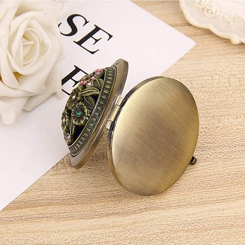 Vista 12 de HUAMULAN Espejo compacto de 4 piezas, herramienta cosmética de colores surtidos, espejo de mano de maquillaje, venas de CD, marco de metal frontal