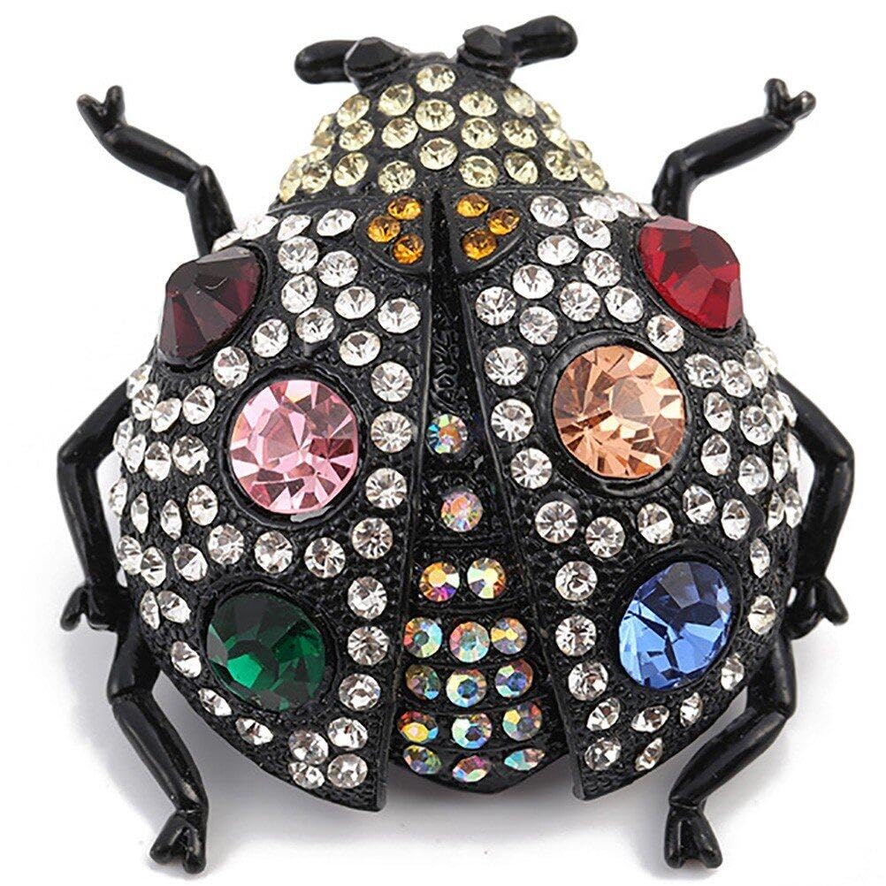 Stakee Ladybird Rhinestones Brooch Cute Insect Brooch Seven Star Ladybug Brooch Scarf Coat Accessories for Women Men