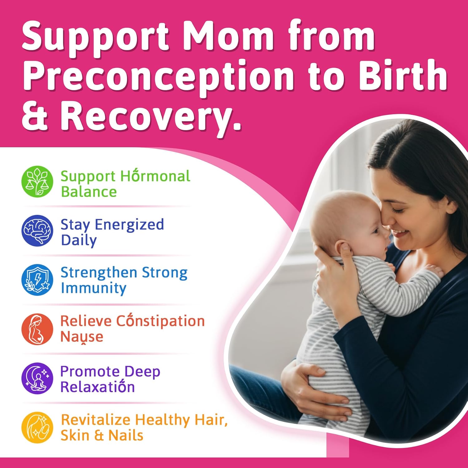 Prenatal Vitamin for Womem, 37-In-1 Multivitamin Gummies w/Omega-3 DHA, Methylfolate, Choline, Iron, Vitamin B12 B6 D3 C, Postnatal Vitamins Support Mom & Baby | Before, During & After Pregnancy, 60Ct