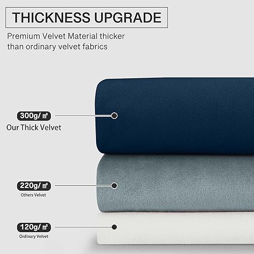 Miniatura 5 de StangH Cortinas de terciopelo azul marino de 84 pulgadas Decoración de lujo, cortinas opacas con aislamiento térmico para puerta corrediza con