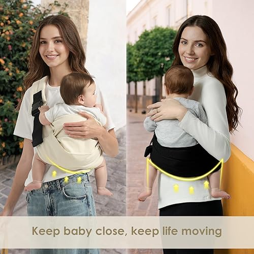 Miniatura 6 de Portabebés ajustable para recién nacidos a niños pequeños, para bebés de 7 a 40 libras, ligero con hebilla segura, color negro