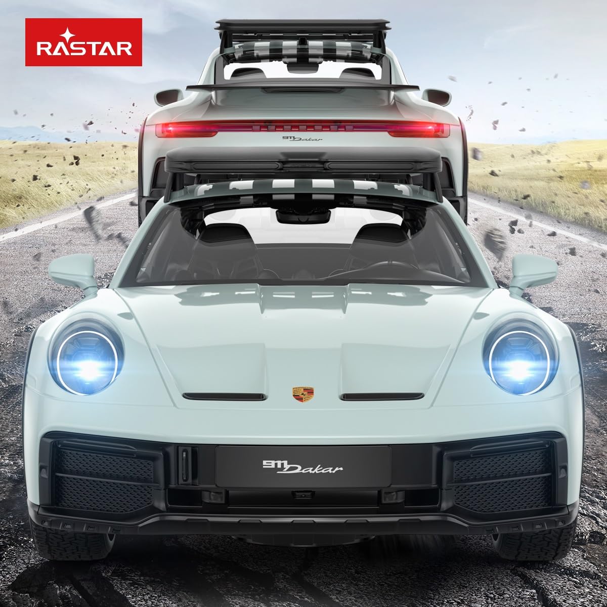 Porsche 911 Dakar zdalnie sterowany samochód w skali 1:14 – wersja standardowa Shade Green, model Offroad RC, oficjalnie licencjonowany