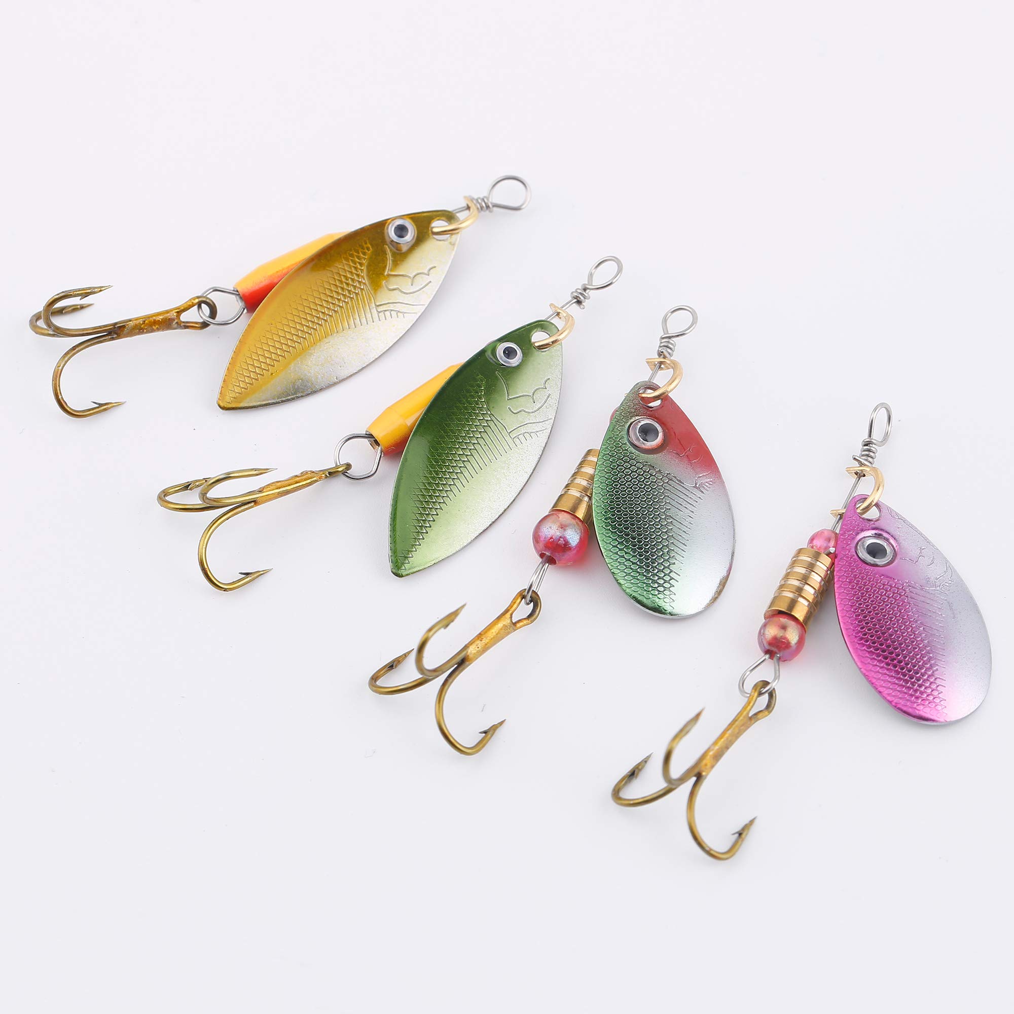 Juego de 24 cucharas de Pesca de Trucha, Percha para señuelos de Pesca de Metal, Cuchara giratoria metálica de Trucha, pincho de Pesca, carnívico