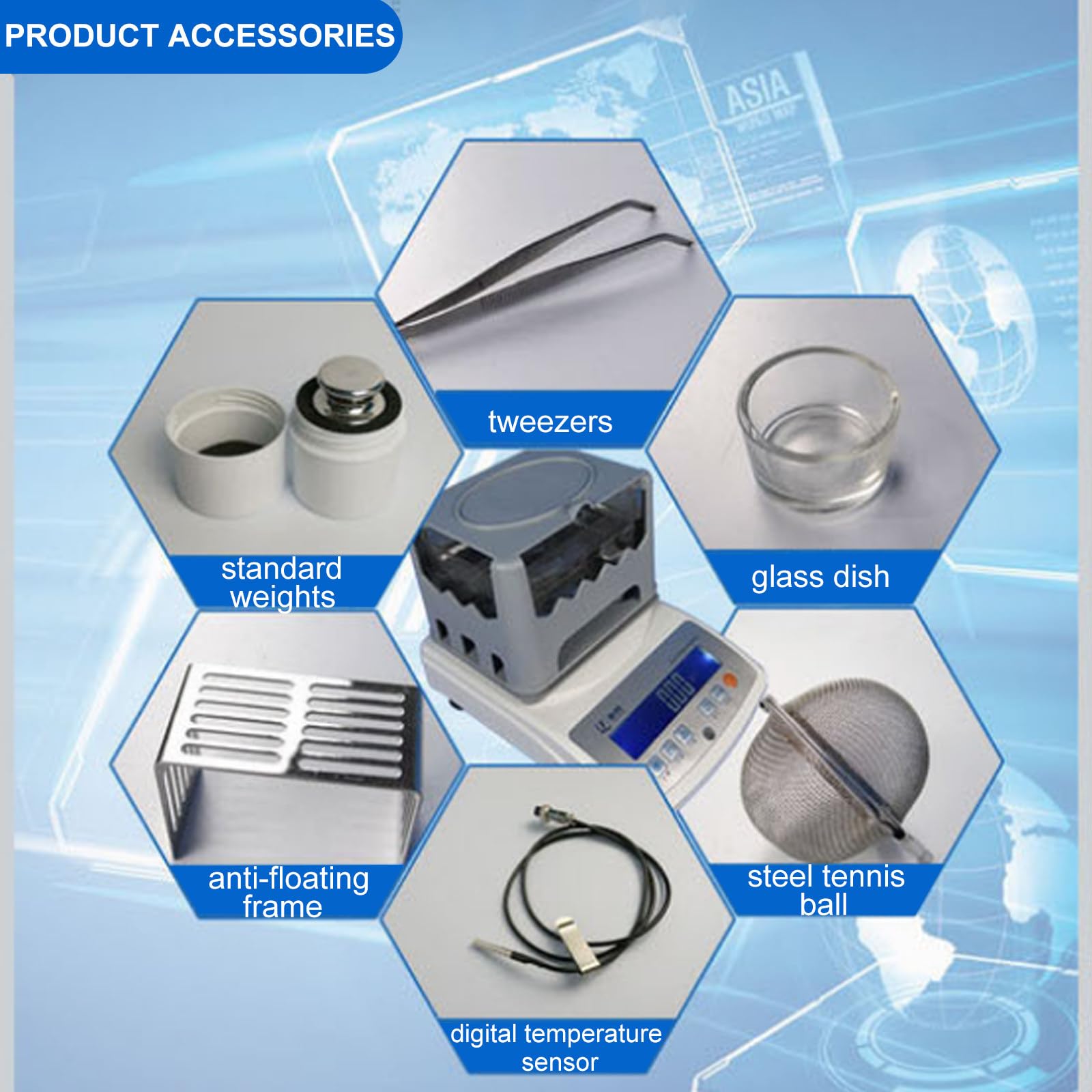 Máquina digital de prueba de pureza de oro, kit automático de prueba de oro, medidor de densidad para detectar volumen para oro, plata, platino, 300 g