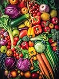 Colorful Various Vegetables 5D Adult Diamond Art,DIY Diamond Art Painting Kit for Decor Canvas 11.7x15.7inch/30x40cm