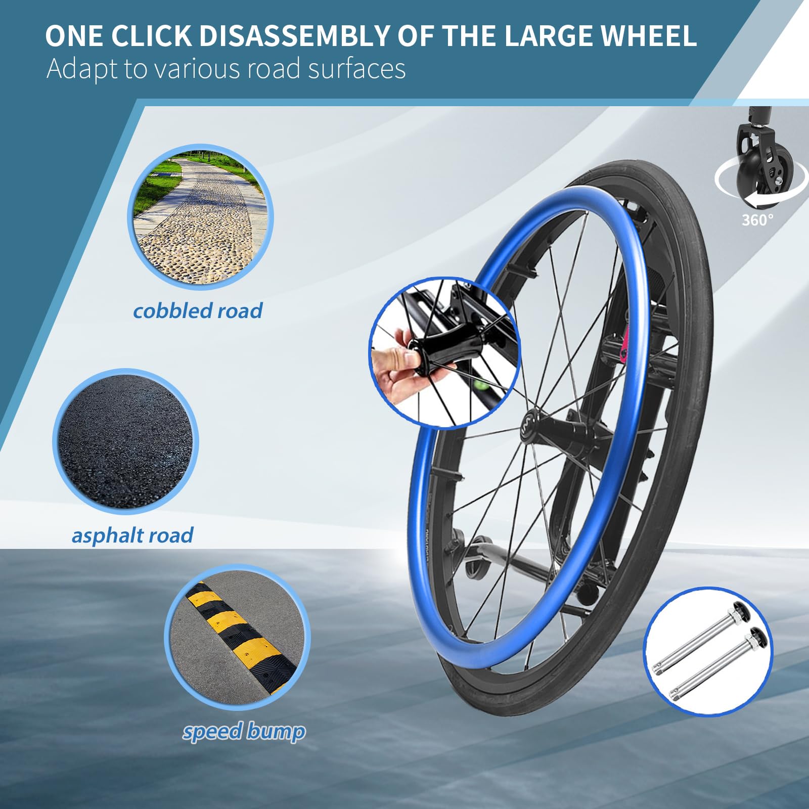 Sedia a Rotelle Pieghevole Leggera ad Autospinta,Sedia a Rotelle Pieghevole Leggera ad autospinta per disabili ed Anziani,Facilmente Richiudibile e Pratica(16.1in Seat Width,Soft backrest)