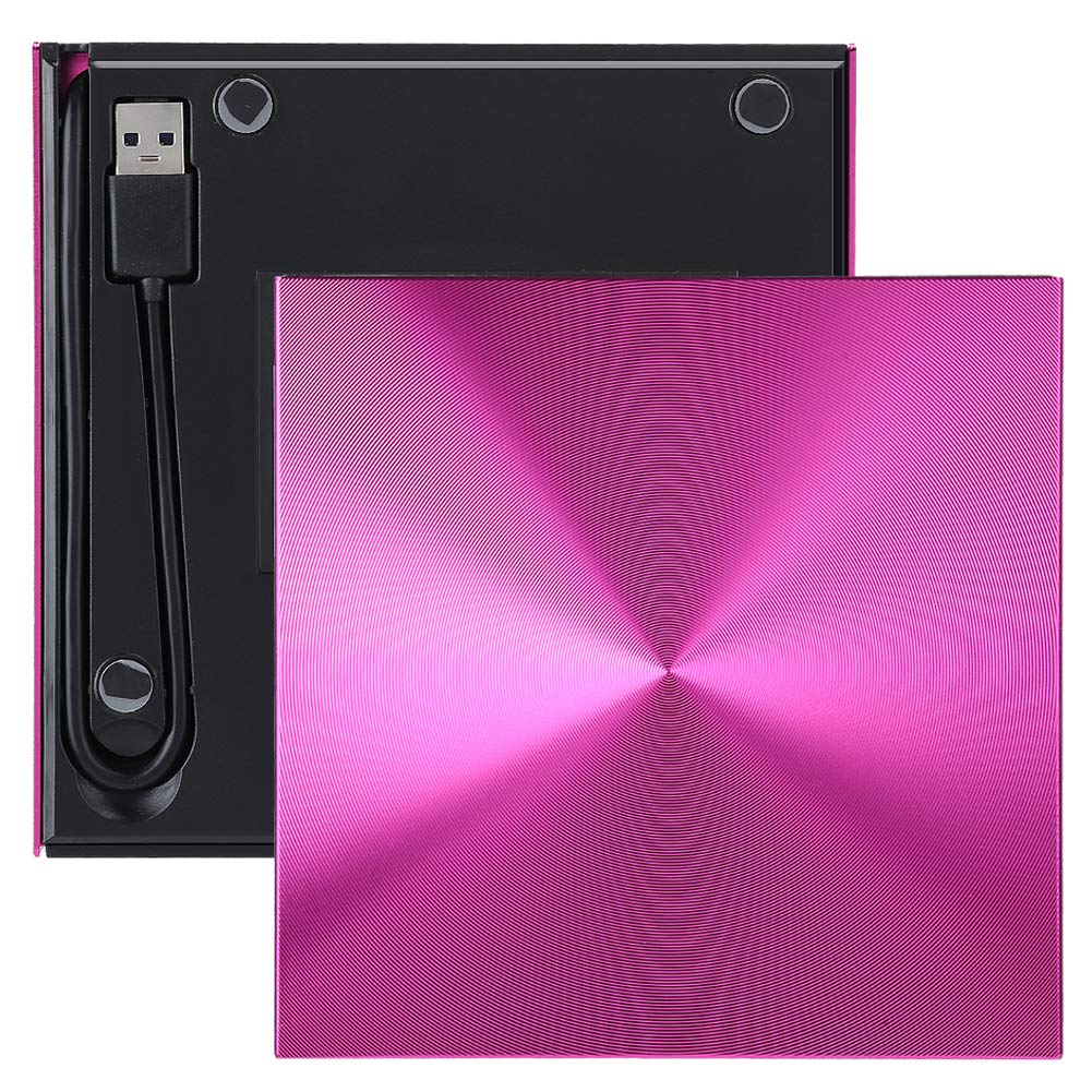 CCYLEZ Unit ottica esterna, unit CD/DVD +/- RW portatile USB 3.0 Masterizzatore di riscrittura DVD/CD sottile, unit disco DVD-RW per desktop laptop (Rosa)