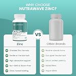Nutrawave 2-IN-1 Suppléments de zinc, formule à forte absorption 50 mg de gluconate de zinc + Booster d'immuno-friendly, peau saine, cheveux, ongles, citrate de zinc & Bones, pour les hommes & Les femmes, Vegan, 6-Month Approvisionnement
