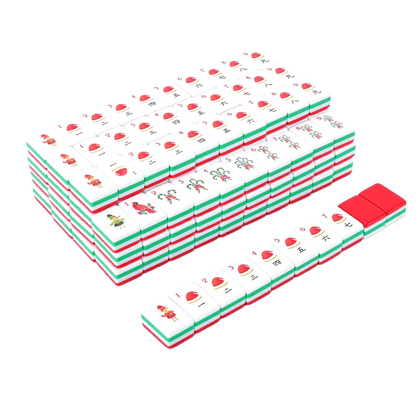 Alomejor Jeu de Mahjong de Noël en Acrylique, Ensemble de Tuiles Festives