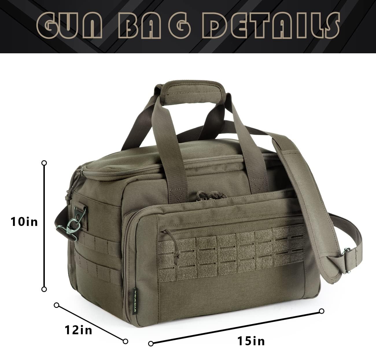 VEAGIA Pistol range bag Gun bag Pistol case Gun case Magazine Lockable double-layer explosion proof zipper Pistol Soft Carrying Bags - Image 5