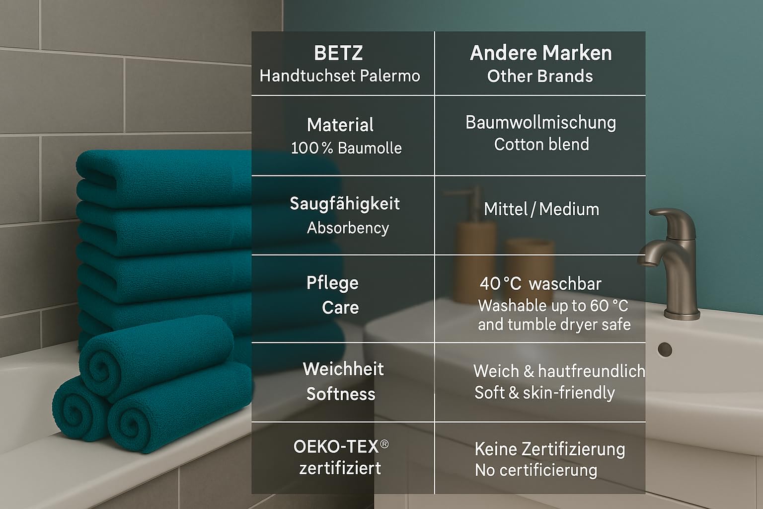 Betz Set di 6 Asciugamani Palermo 100% Cotone 50x100 cm diversi colori Colore petrol