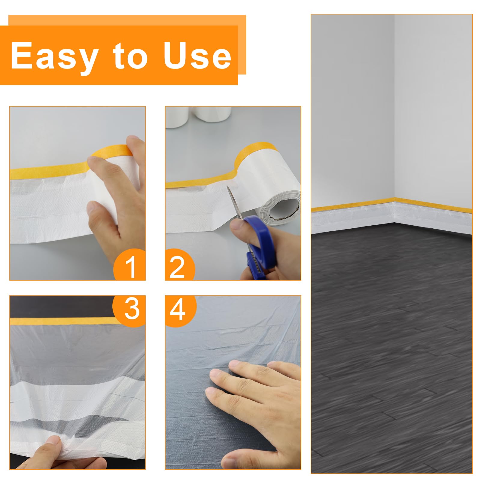 6 rollos de cinta adhesiva con lámina de 55 cm x 20 m, cinta adhesiva transparente con recubrimiento dorado, cinta de pintor para protección contra el polvo, lámina autoadhesiva, resistente a los