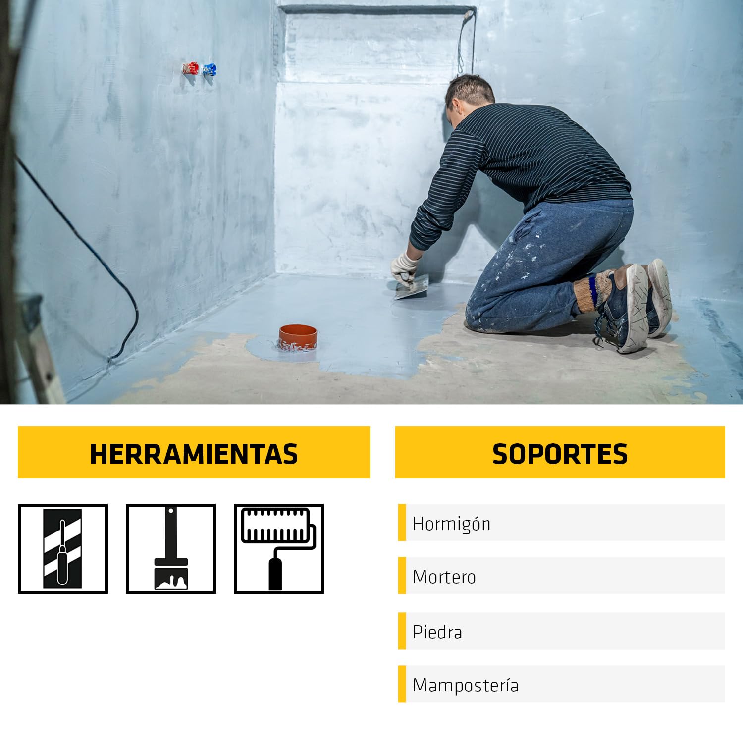 SIKA - Mortero reforzado - Sikalastic 1K blanco - Impermeabilización y protección del hormigón - Baños, duchas y piscinas - Puentea fisuras - 20 kg