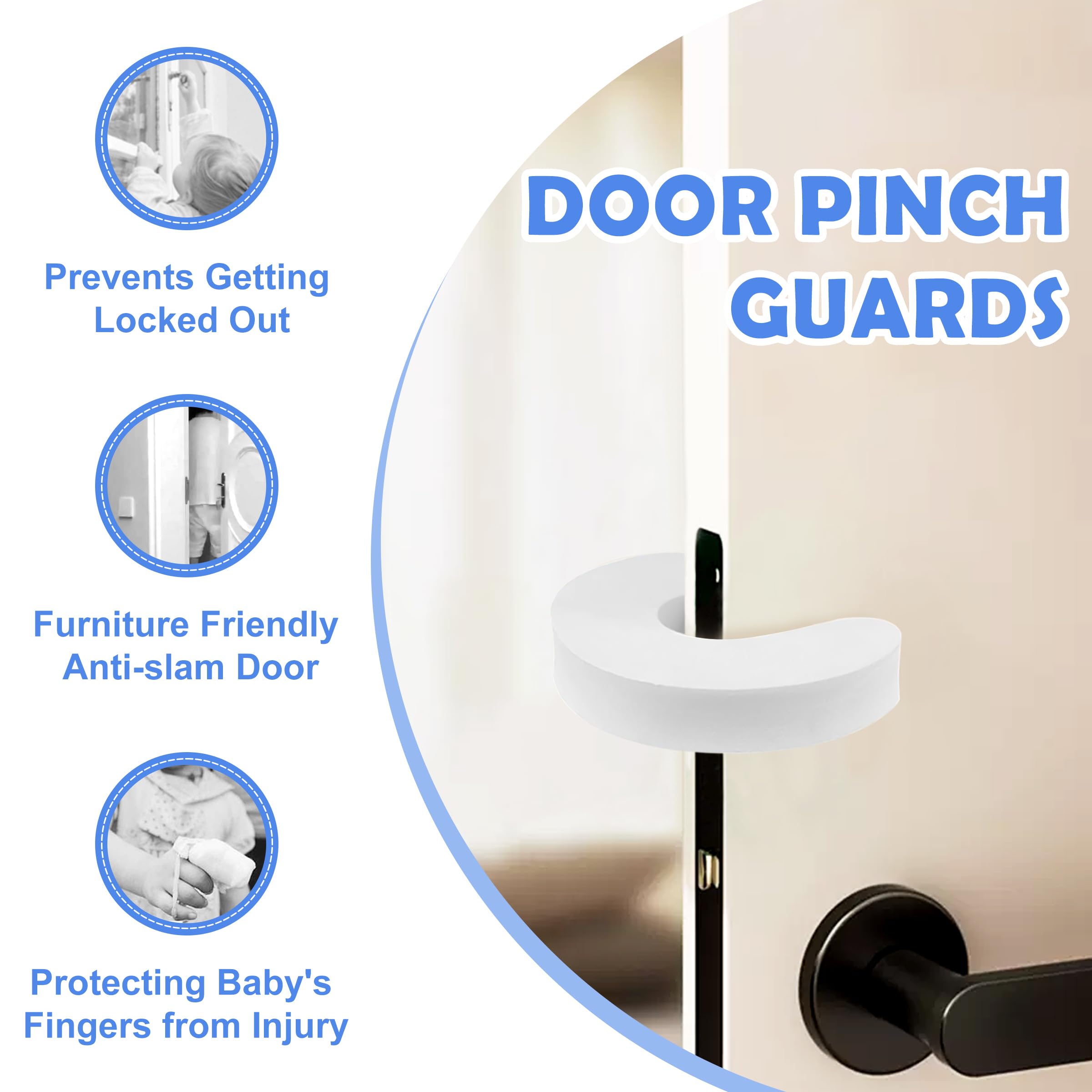 10 Pack Door Pinch Guards for Kids, Durable Door Slam Stopper, Thick Door Finger Pinch Guard That Prevents Doors from Slamming and Baby from Getting Trapped