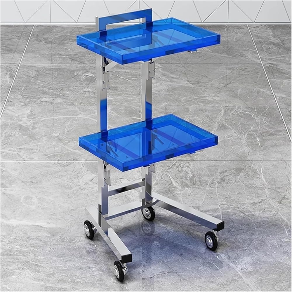 LJYKBFL Stainless Steel Rolling Cart with Wheels, Folding Storage Trolley for Utility Organization in Bedroom Tattoo Shop