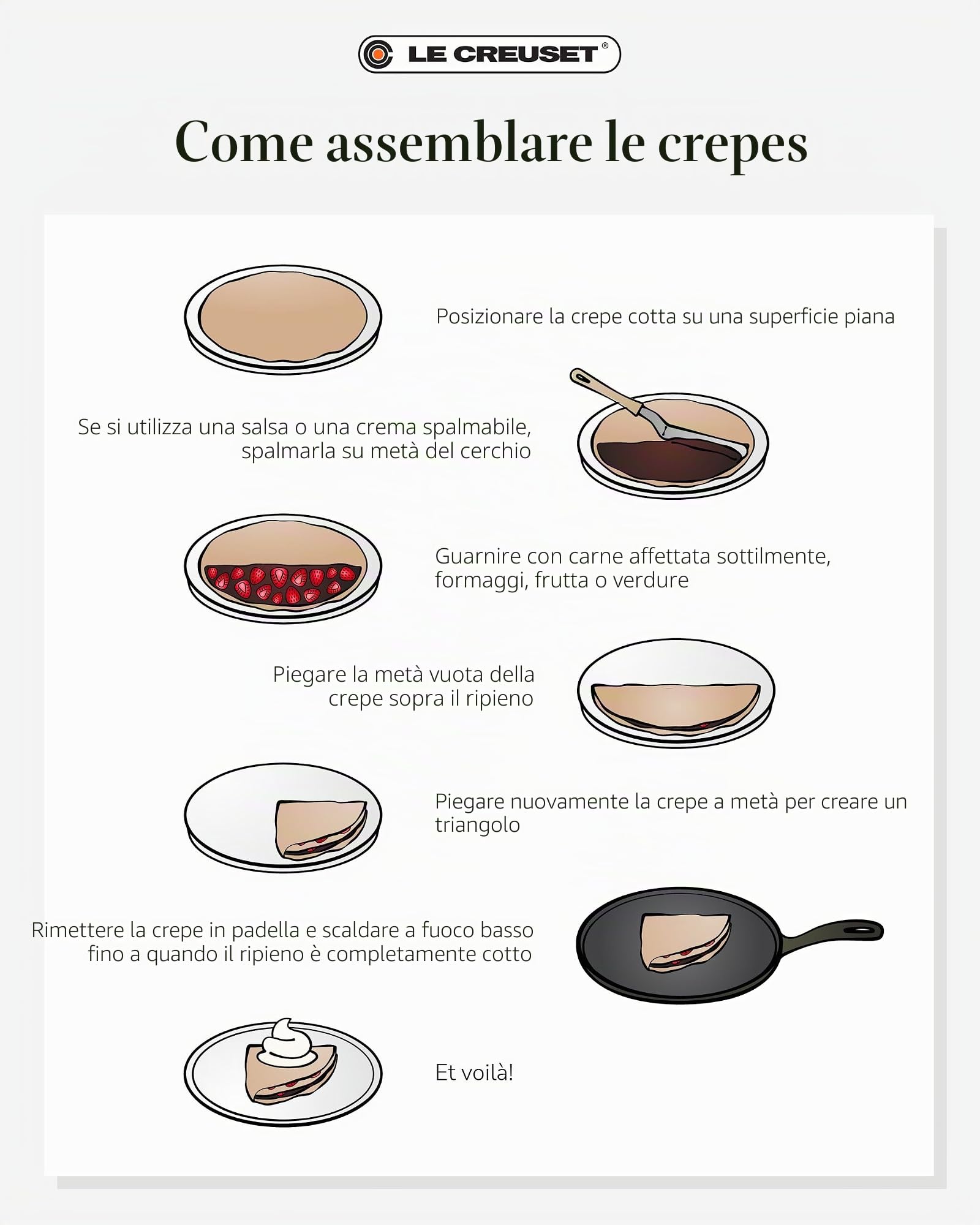 LE CREUSET Crepiera rotonda piccola in ghisa vetrificata, Incl. Spatola in legno, diameter 27 cm, Ciliegia, 20136270600460