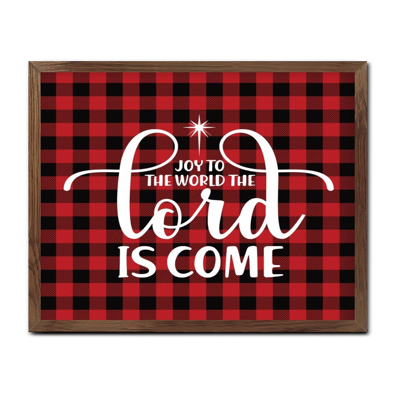 Joy to The World The Lord Is Come Holzgerahmtes Wanddekor-Schild Wanddekoration Bauernhaus Weihnachten Weihnachtskrippe Schilder niedliches Holzschild für Tisch Kinderzimmer Eingangsbereich 40,6 x