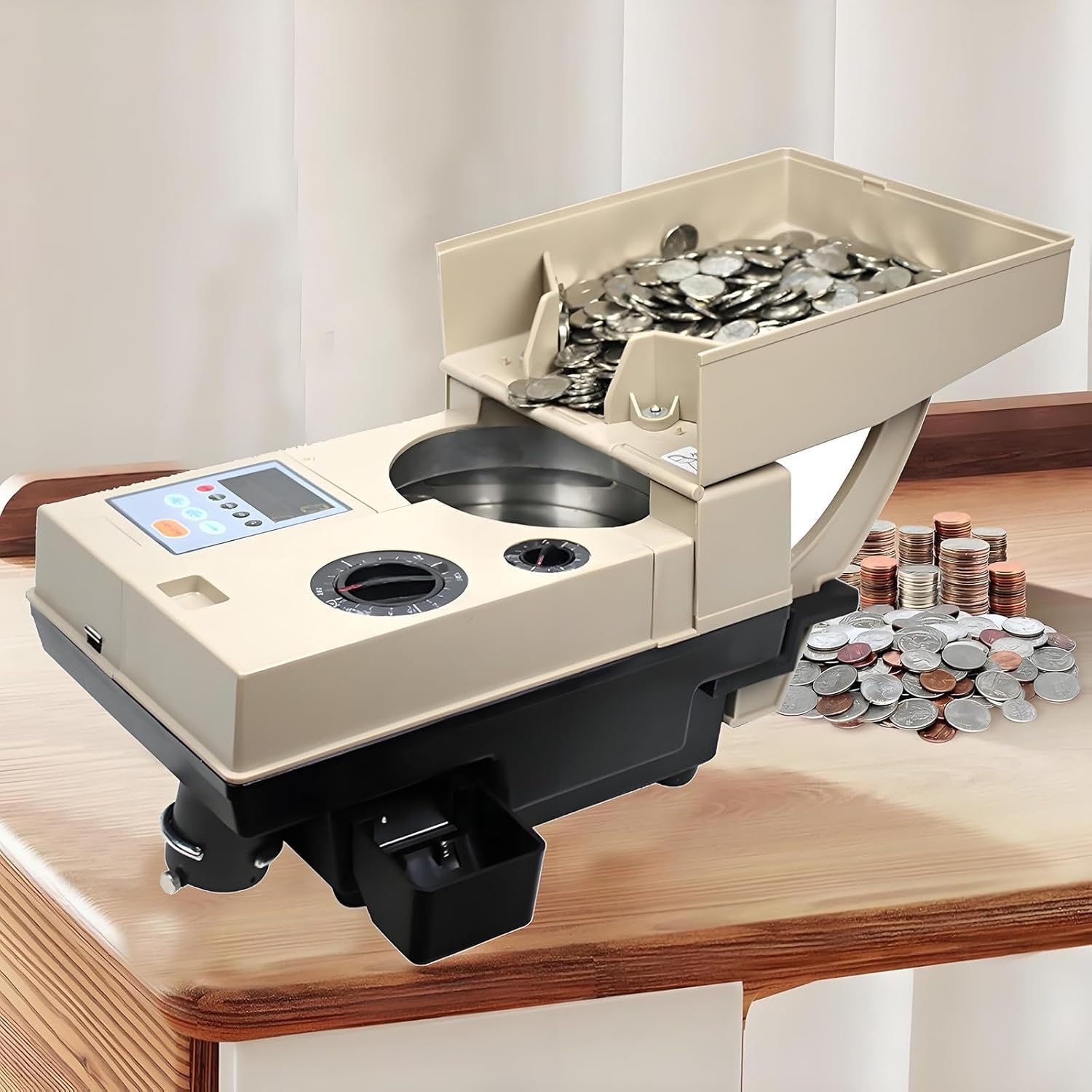 Münzsortiermaschine mit LCD-Display, 2000 Kapazität, schnelles Sortieren für 14-34 mm Münzen, ideal für den privaten und geschäftlichen Gebrauch