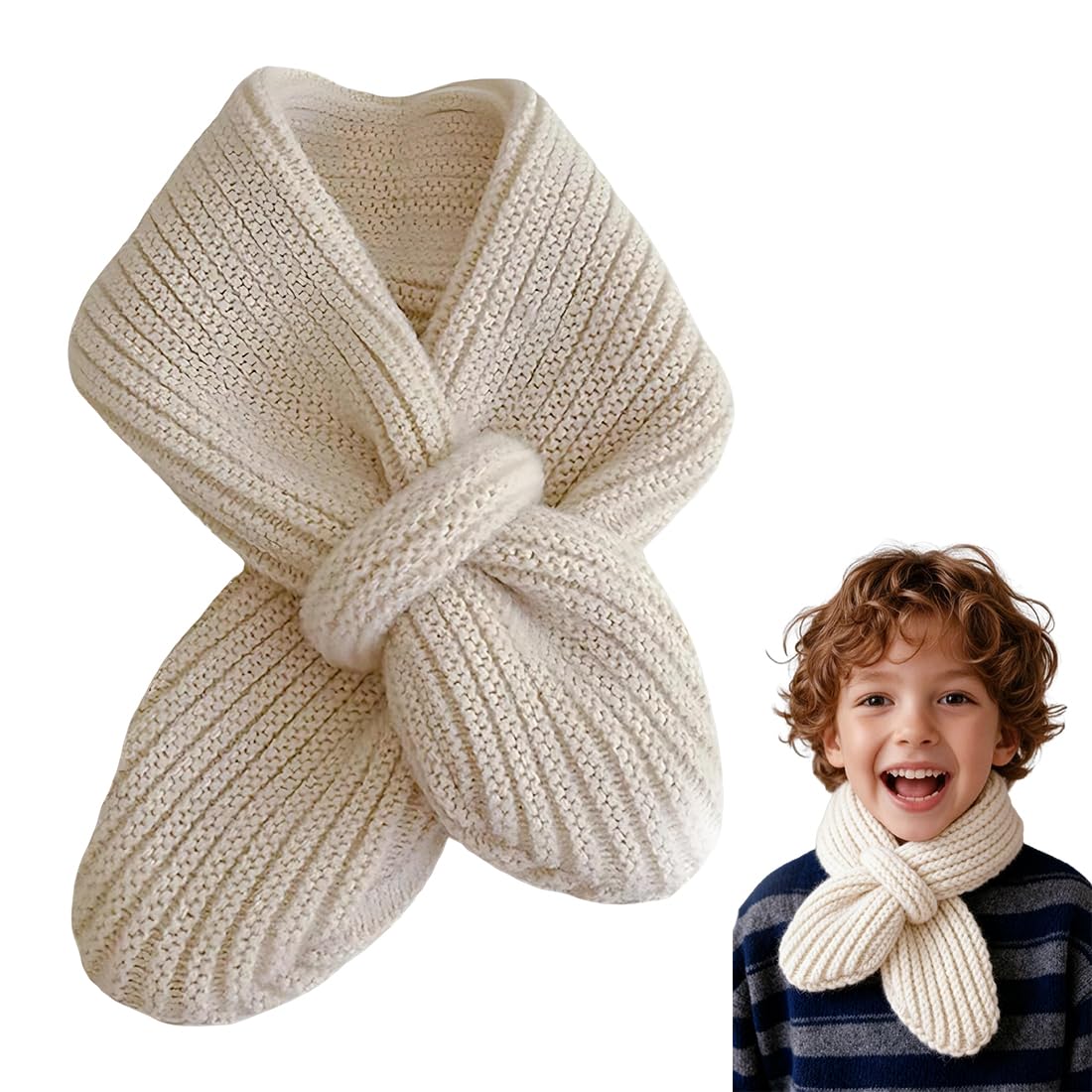 Bufandas Niña, Bufanda Infantil Unisex Para Bebé, Color Blanco Hueso, 1 Unidad
