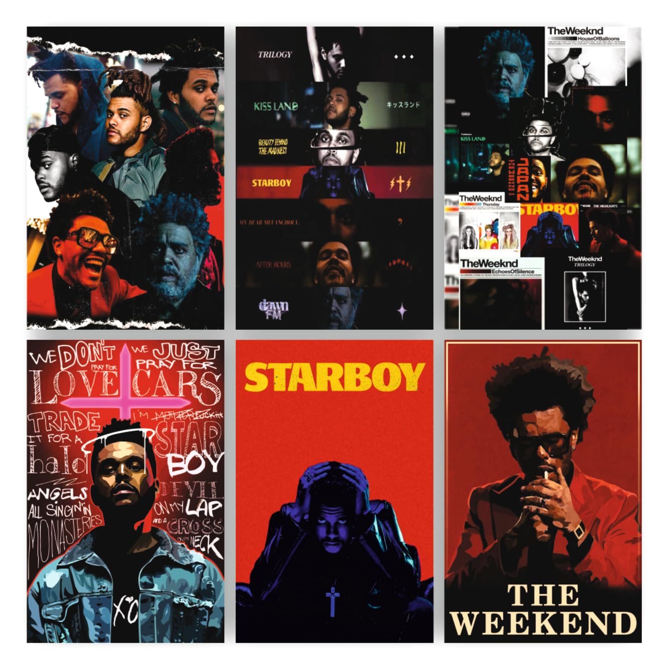 POSTER WALLAH Plastic Set of 6 The Weekend Poster for Home Office and Student Room Wall | Aesthetic Poster | Wall Decor (12x8 Inch)