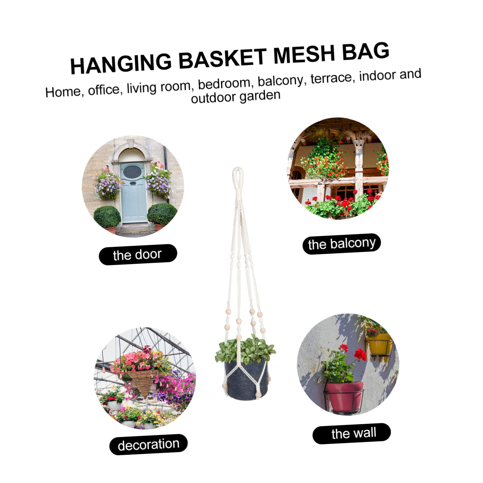 Yardwe Lot De 4 Suspensions Décoratives en Macramé Faites À La Main pour Plantes pour La Maison Et Le Bureau