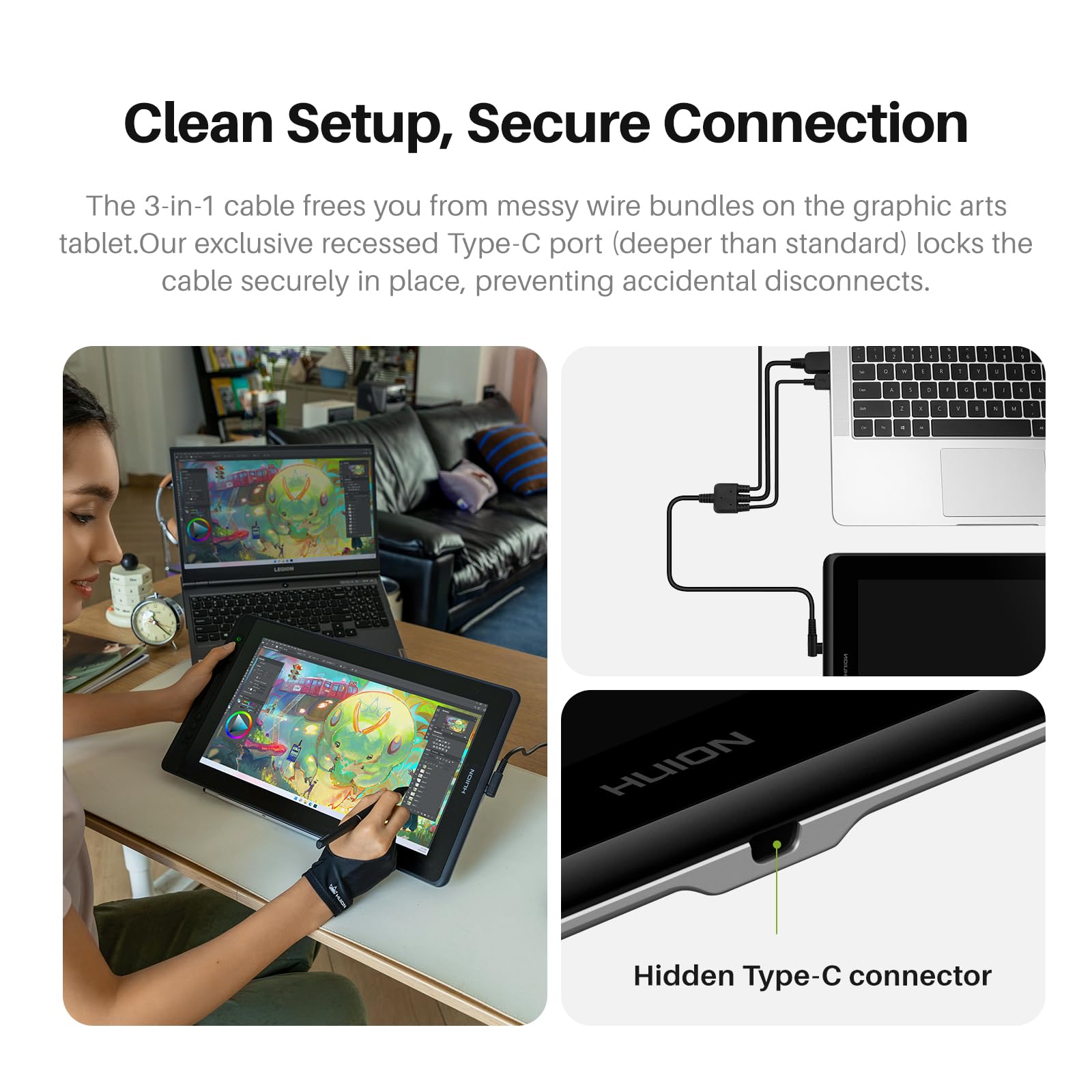HUION Kamvas Pro 16 V2 - Tablet grafico con schermo, 16384 livelli | 16384 livelli, penna senza batteria, banda touch, funzione di inclinazione, disegno, tablet grafico con display