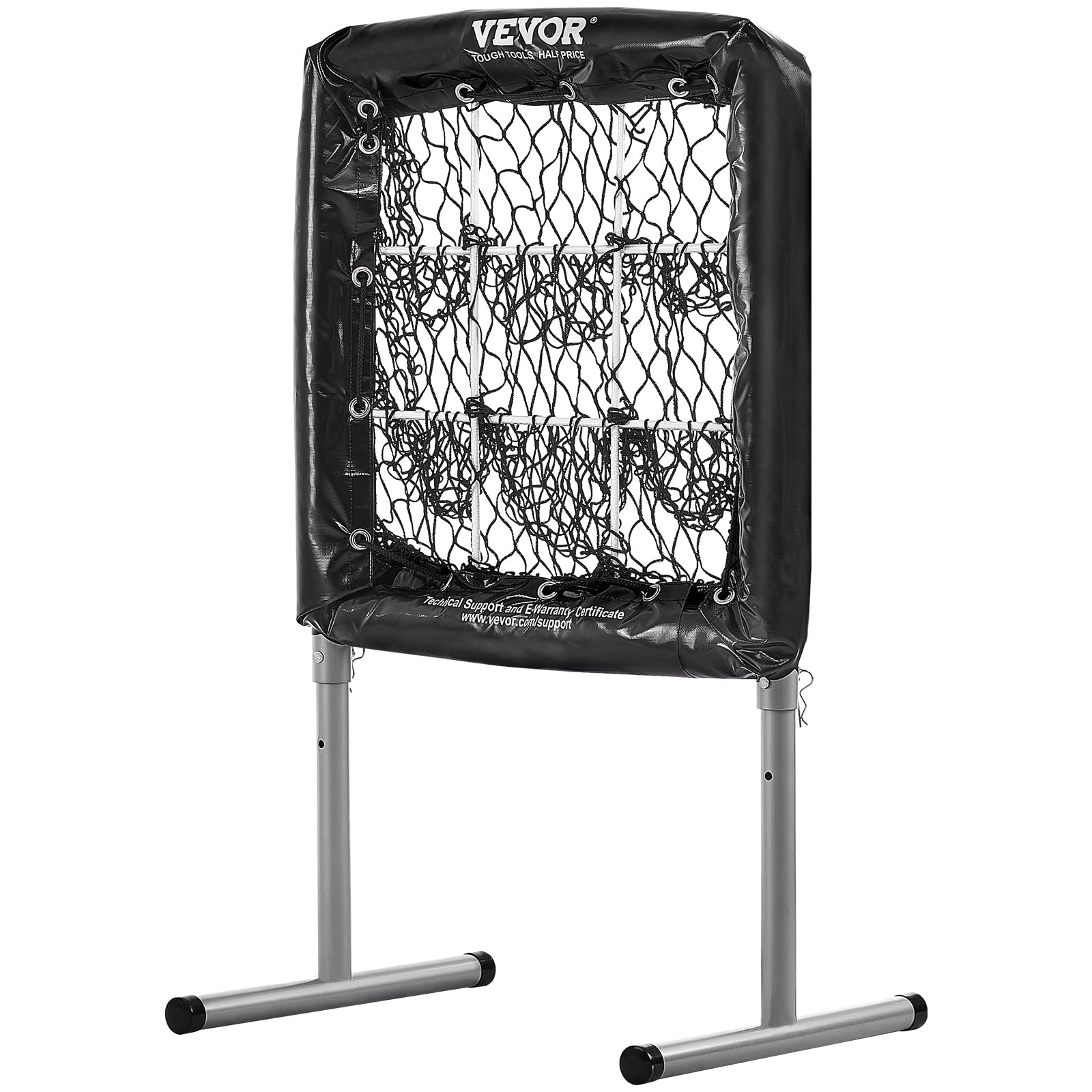 VEVOR Rete per Lanci Battute per Baseball Altezza del Bersaglio Regolabile 304,8 mm/406,4mm/508mm, Attrezzatura per l'Allenamento di Baseball Softball a 9 Buche su Prato, Design Portatile, Nero