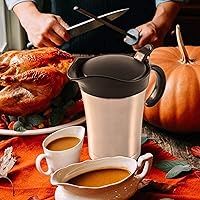 Vista 7 de Salsa grande de acero inoxidable – 25 onzas de doble pared aislada jarra de salsa con tapa de plástico con bisagras