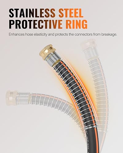 Miniatura 6 de Manguera de jardín de 30 pies x 58 pulgadas, manguera de agua de jardín de goma resistente, 300 PSI de trabajo, 1000 PSI Burst, mango giratorio con