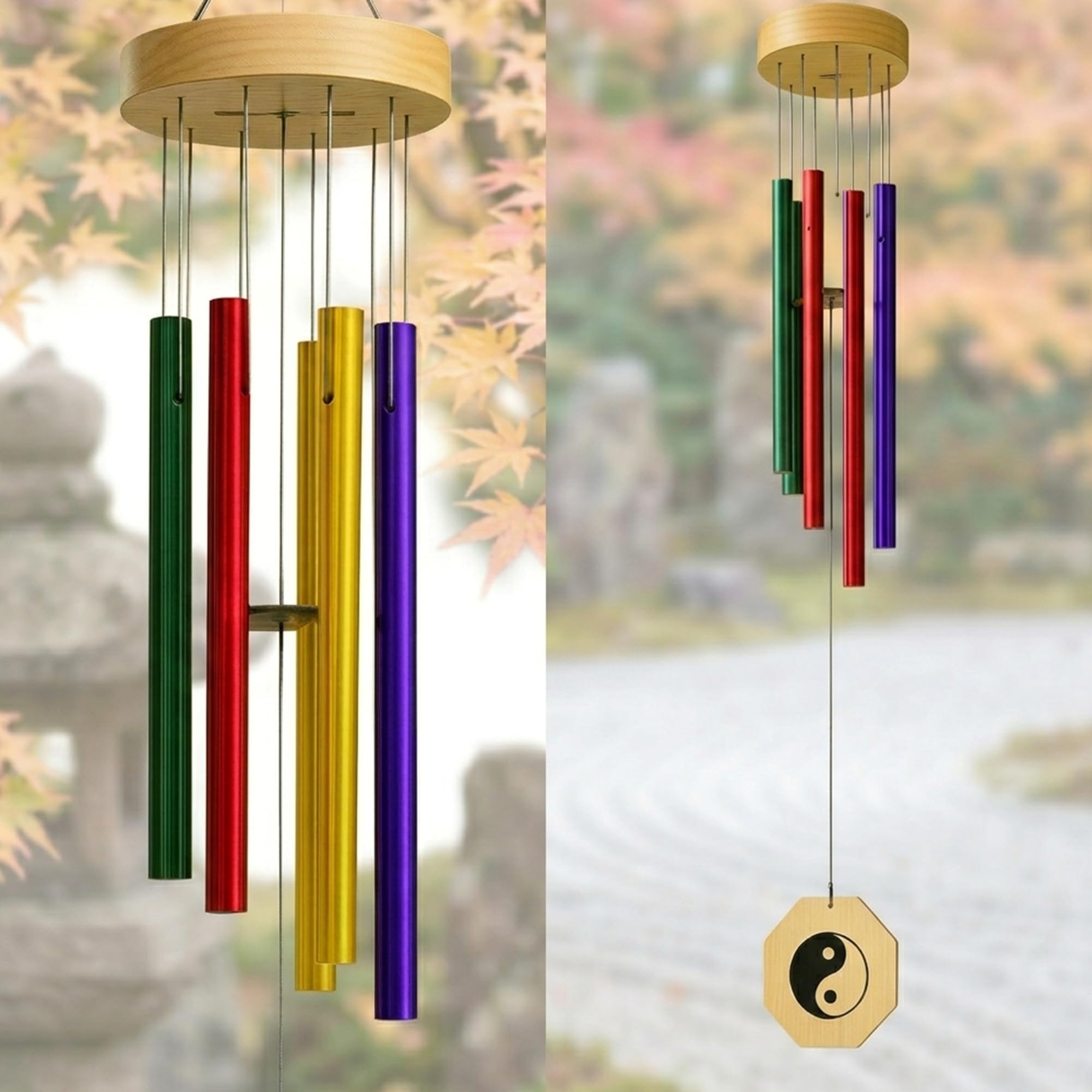 Amazon Basics Wind Chimes for Balcony Decoration, Home Decor & Positive Vibes | Soothing Musical Sound | Metal Hanging for Indoor/Outdoor | Multicolor | Material: Aluminum | Size: 65L x 9W x 9H cms-image-21