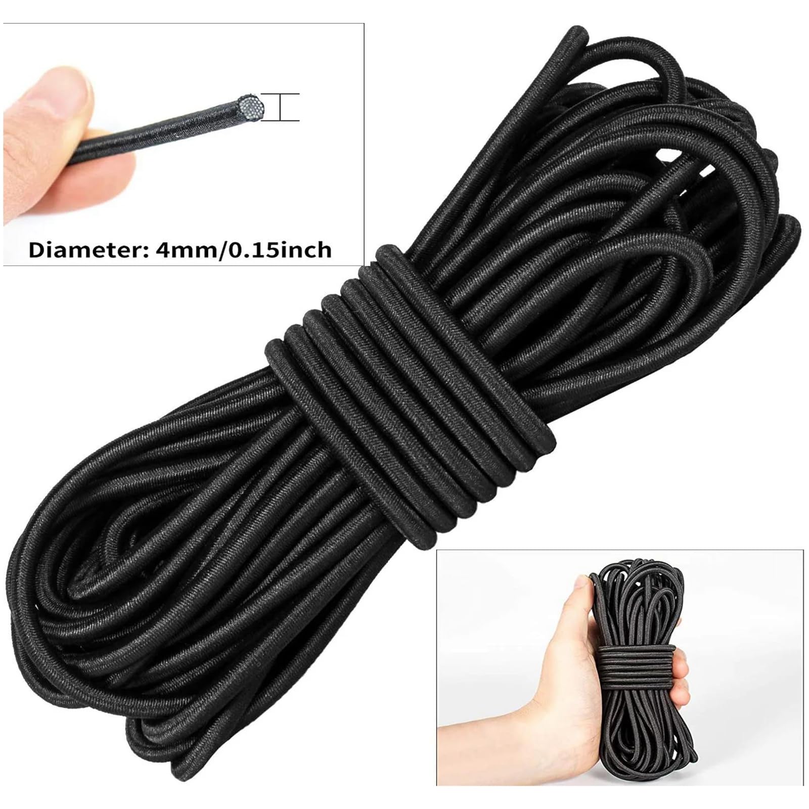 Bandas elásticas Banda elástica ancha y plana Cuerda elástica resistente de 20 metros, color blanco y negro, de 1 a 5 mm, ideal for coser prendas y accesorios de bricolaje. Blanco, 2 mm.(Schwarz,1mm)