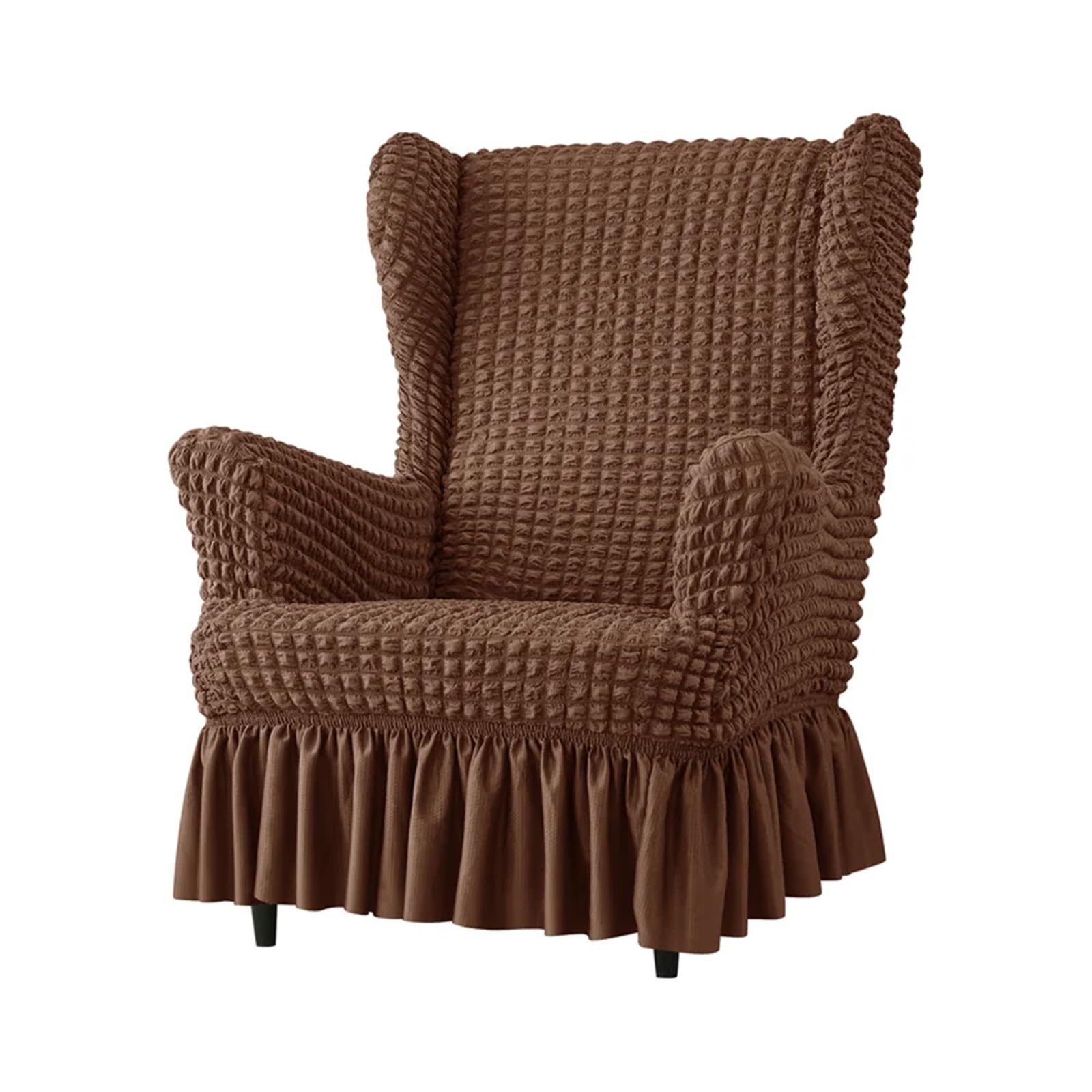 GCYEIDMA Wing Chair Slipcover Seersucker Wing Chair Cover Solid Color Armchair Slipcover Stretch Wingback Sofa Covers with Cushion Home Decor(A3 Wingchair Cover)