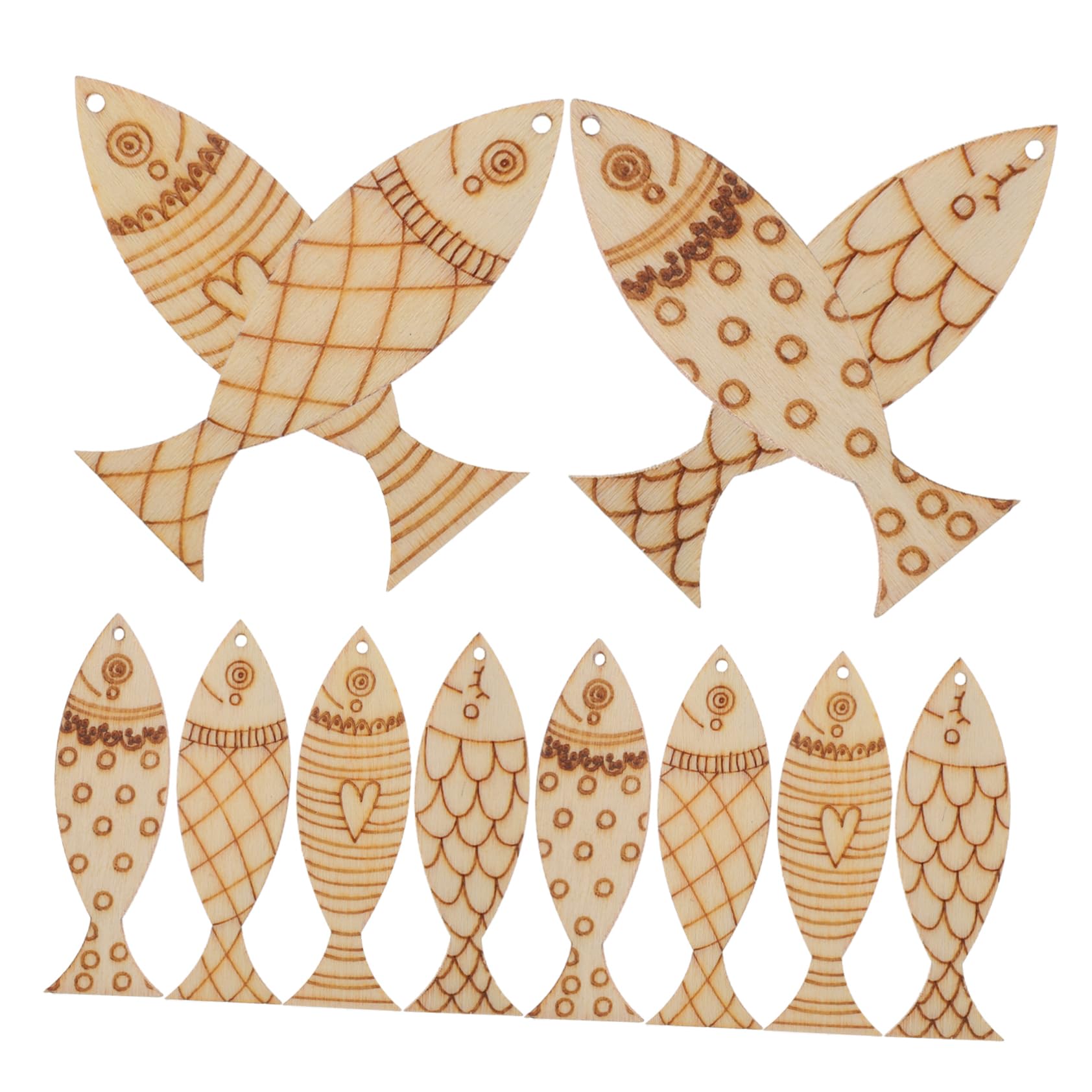 SHINEOFI 50 Pcs Colgante Pintado Pescado De Madera Sin Terminar Decoraciones De Peces Aire Libre Adornos De Animales De Madera Adornos Colgantes Recortes De Pescado Tablero De Álamo