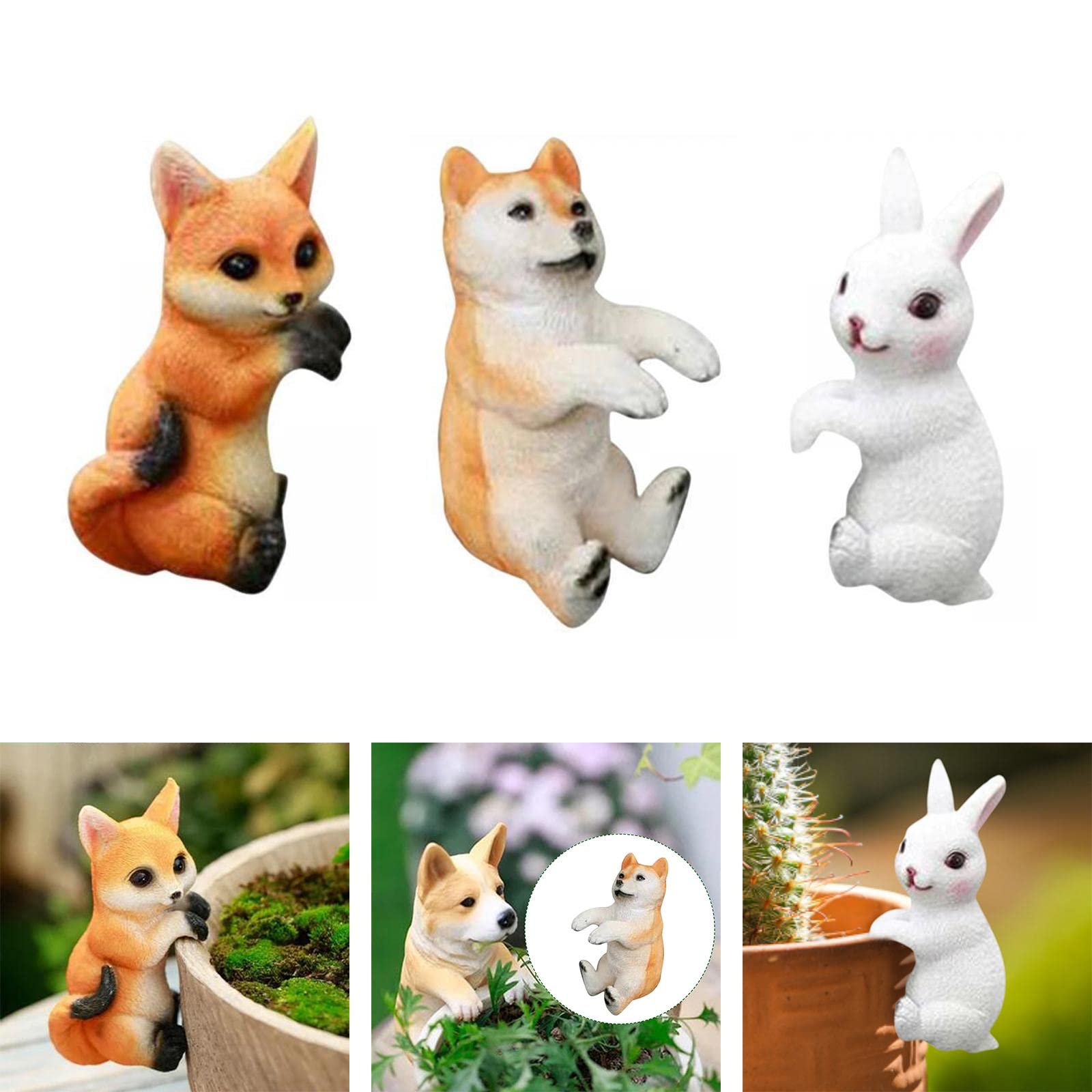 3 estatuas de animales pequeños, modelo de resina, decoración de escritorio