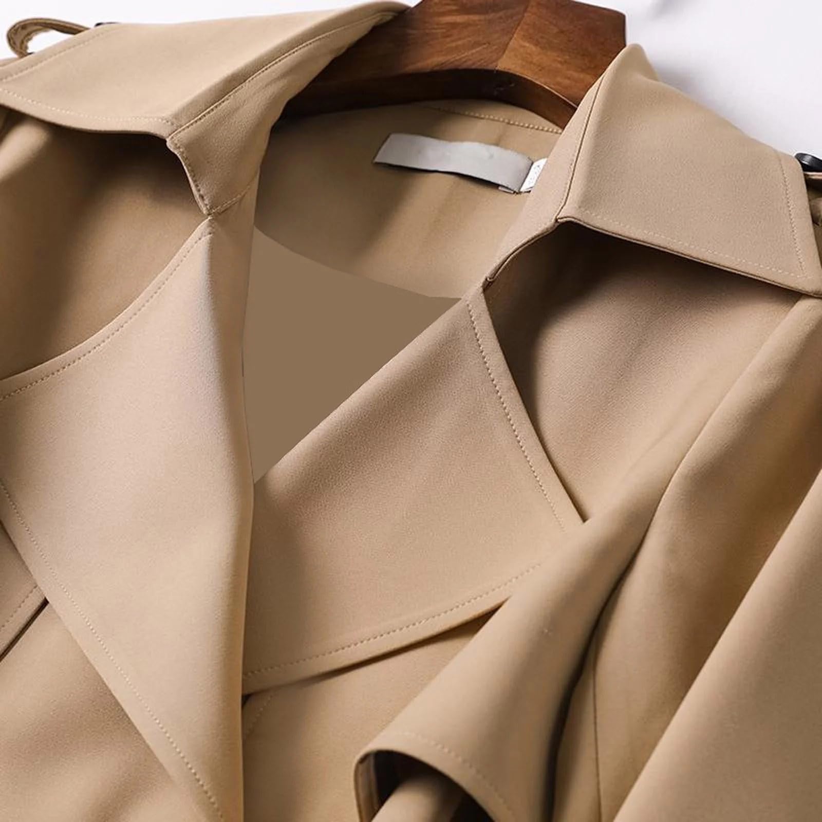 Generisch Trenchcoat Damen Lang - Mäntel für Damen Herbst Winter Übergangsmantel Trench Coat Braun Wintermantel Elegant Damenmantel Vintage Herbstjacke Übergangsjacke Windjacke