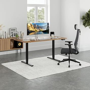 Uprise Height Adjustable Table | Dual Engine | Strong-Balanced-Stable (Nevada Walnut-Black) (180x80 cm)