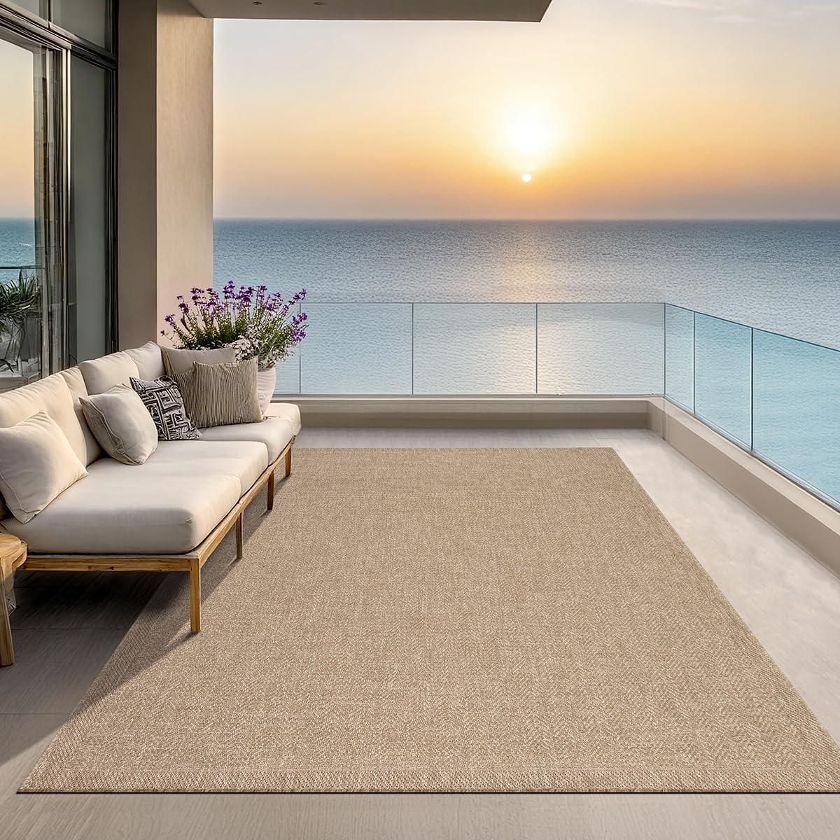 the carpet Kansas – tappeto indoor/outdoor in juta naturale, resistente e facile da pulire, ideale per terrazza, balcone o soggiorno - Natura - ca. 160 x 230 cm