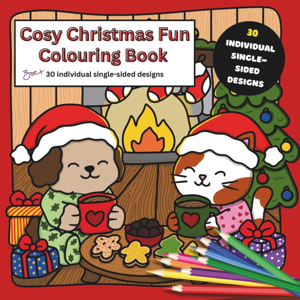 A Cosy Christmas Fun Colouring Book: 30 single-sided pages of bold and easy simple lines for kids and adults alike