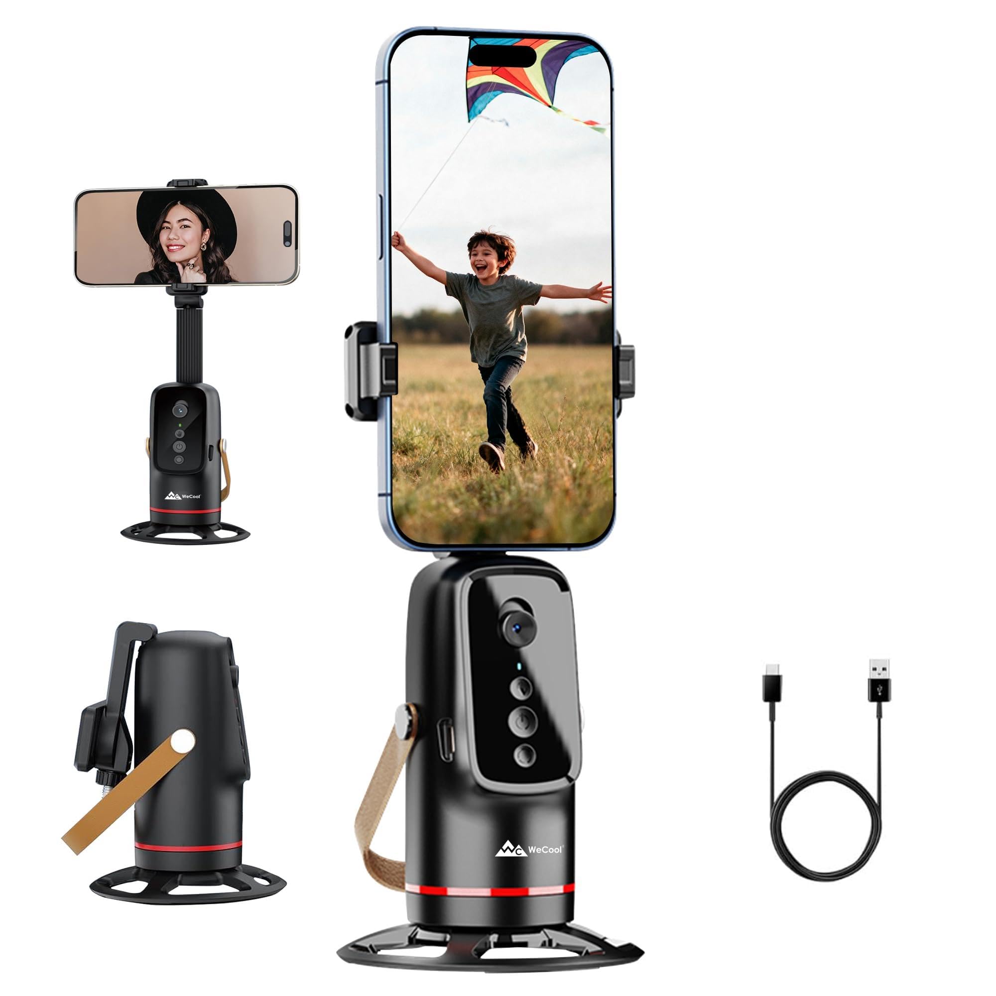 WeCool 360° AI Auto Face Tracking Tripod with Motion Sensor,2200mAh Battery, AI Intelligent Lens | Auto Rotating Stand with 1/4” Mount for GoPro,Mobile,Camera,Vlogging & Shooting-picture-25