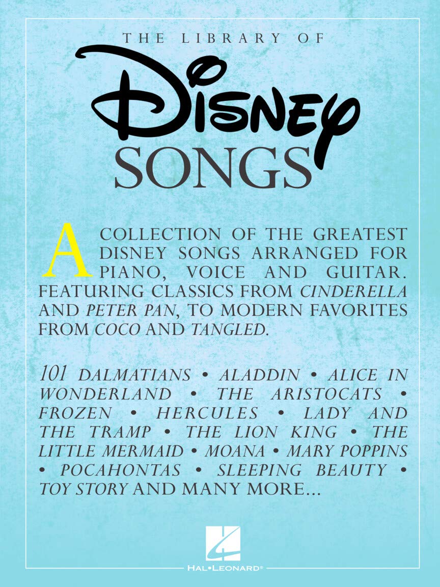 The Library of Disney Songs Piano Vocal Guitar Songbook | Magical Sheet Music Collection for Beginners and Professionals | Disney Movie Classics for Piano Voice and Guitar Players | Family Favorites