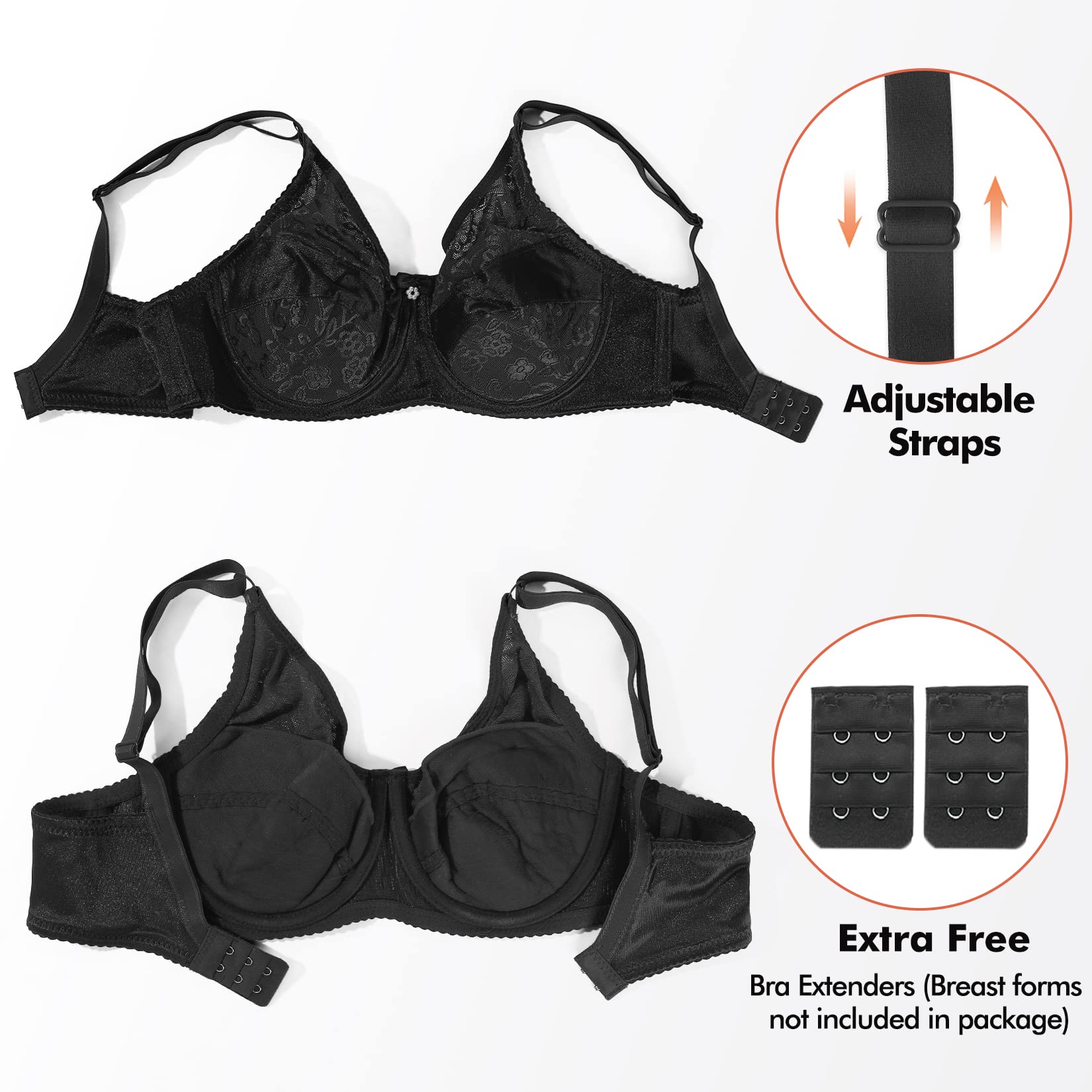 Windsleeping Sujetador Bolsillos para Prótesis Mujeres Mastectomía Travestis