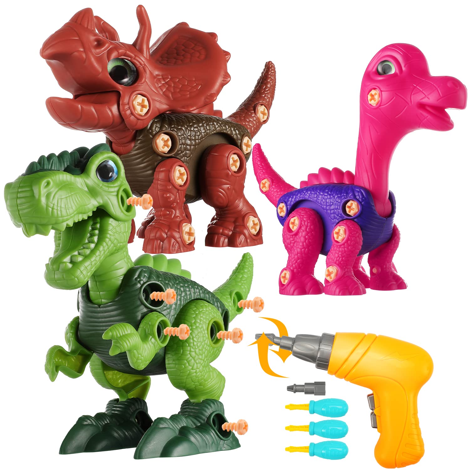 Alyfini Dinosaur Toys Kids Toy for 8,7,6,5,4 Year Old, Take Apart Dinosaur Toys Stem Educational Construction Building Toys for Kids with Electric Drill, Birthday Gifts for Toddlers Boys Girls Age 3-5