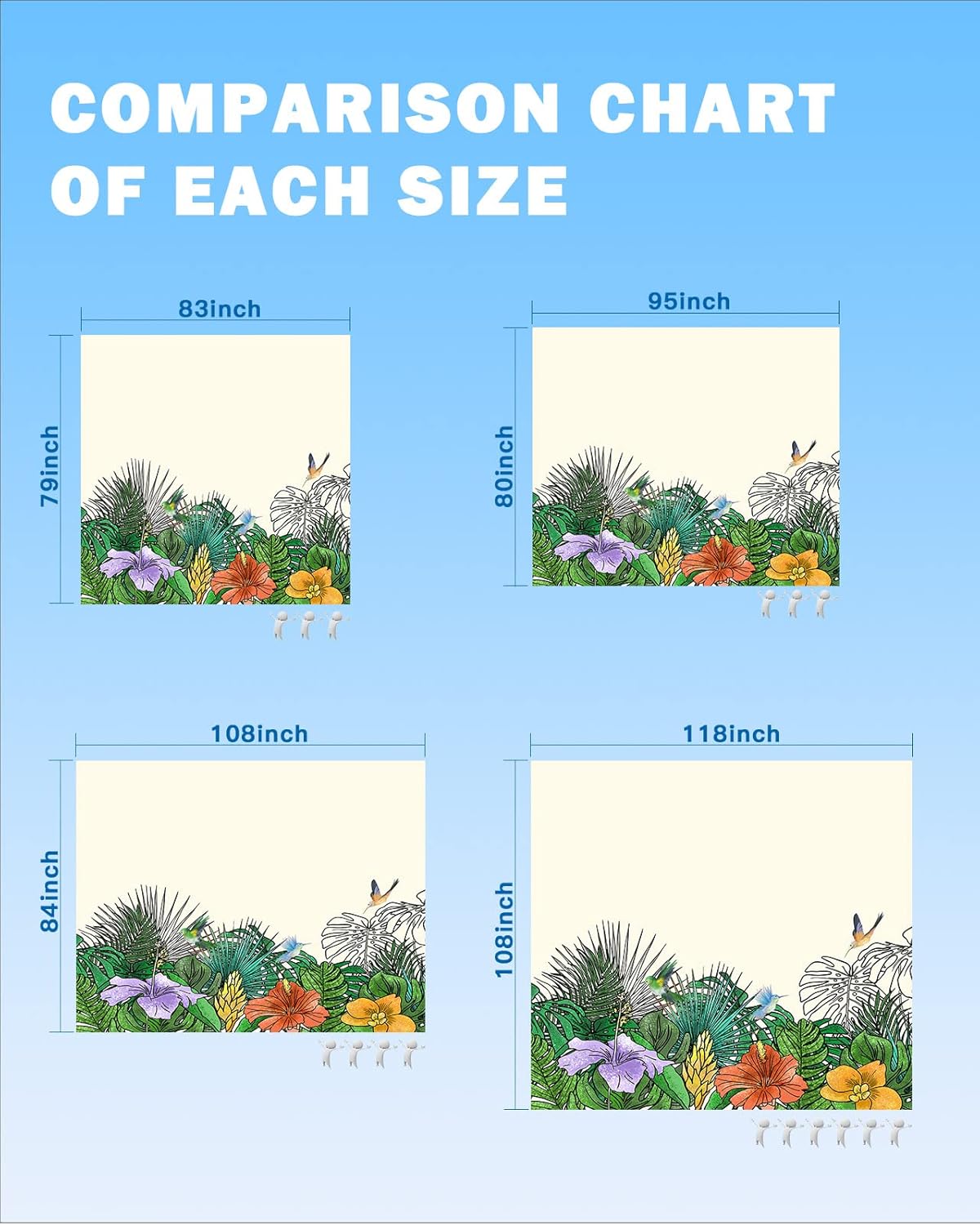 Tropical Nature Green Leaf Floral Hummingbird Animals Beach Blanket Waterproof Sandproof Outdoor Picnic Mat 108"x84" Botany Art Lightweight Large Beaach Blankets with 4 Stake & 4 Corner Pockets