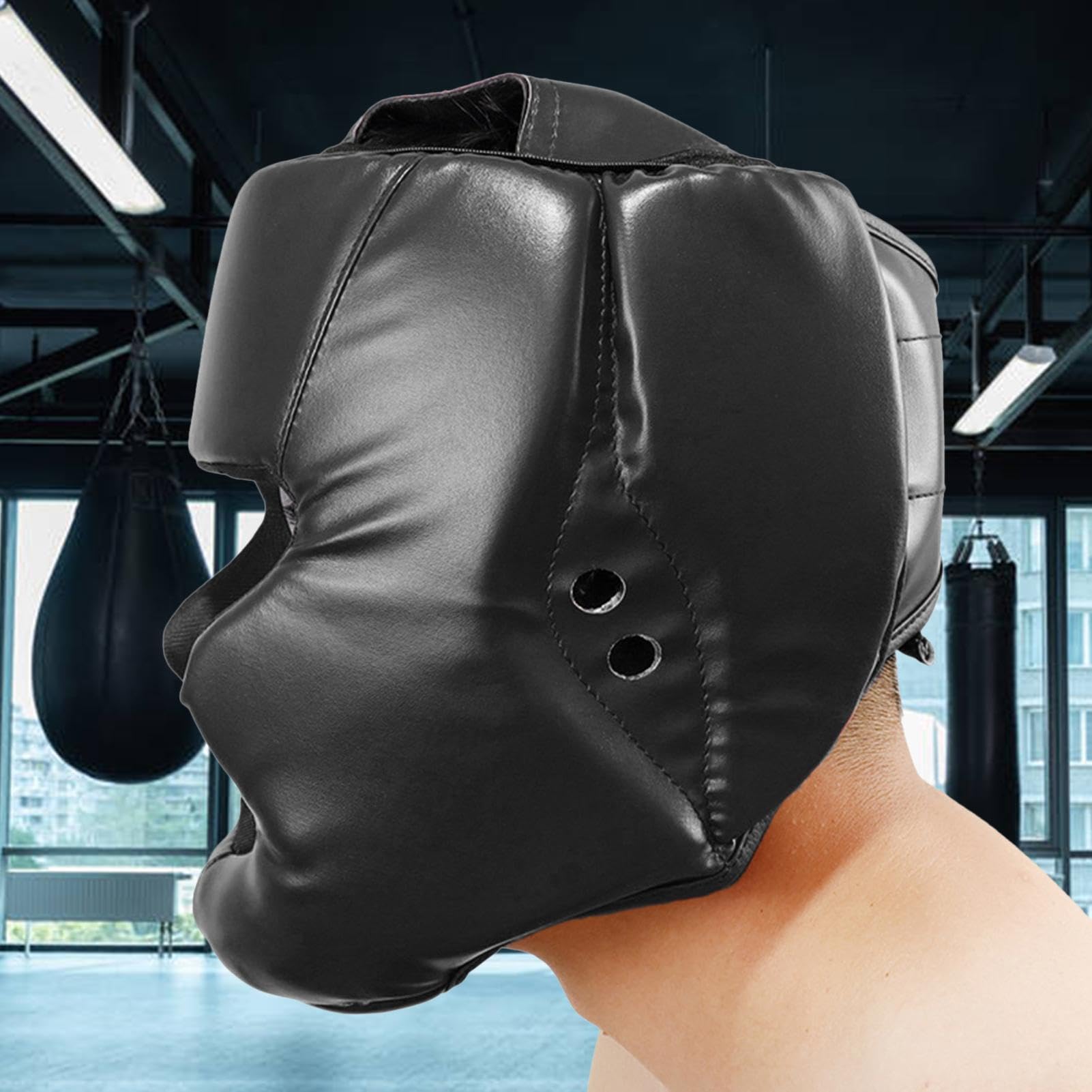 Copricapo Da Boxe Con Protezione Integrale – In PU, Traspirante, Regolabile, Per Adulti E Ragazzi (circonferenza 58-66 Cm)