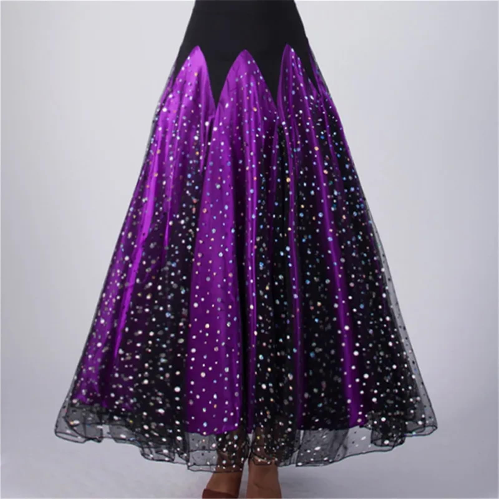 Falda Flamenca Mujer Falda de baile moderna 720 grados for mujer, vestido largo con lentejuelas for práctica salón vals